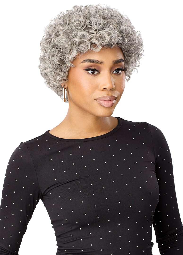 Outre Fab &amp; Fly Full Cap Peluca Gris Glamour - Cabello Humano -...