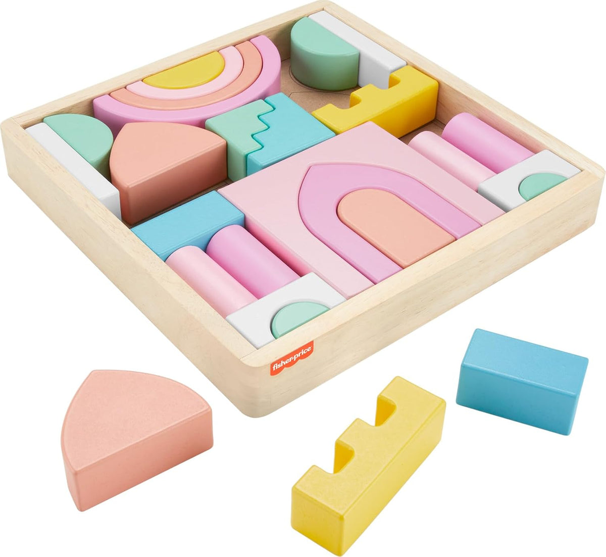 Fisher-Price - Juego de bloques de madera para castillo, 28 piezas,...