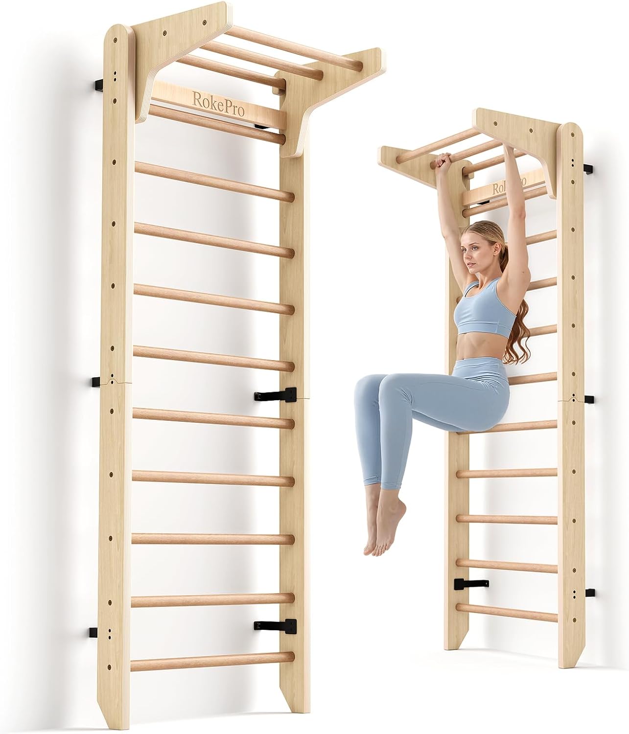 RokePro Escalera sueca de gimnasia multifunción, barra de gimnasia...