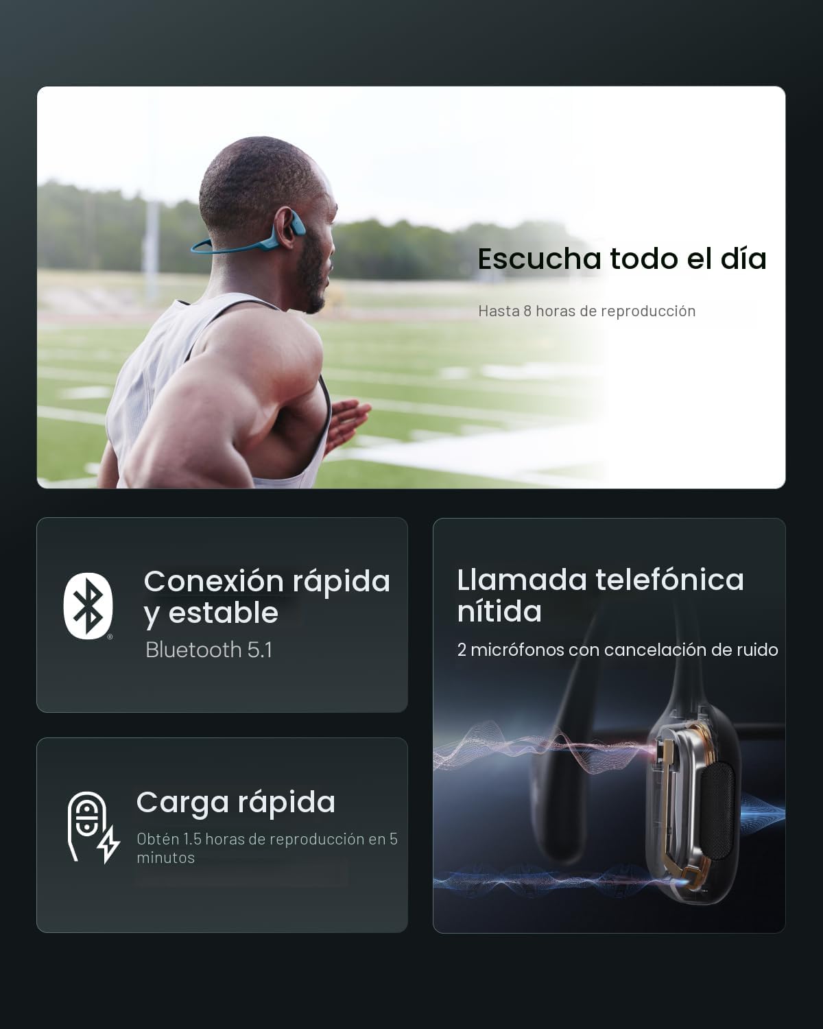 SHOKZ OpenRun Pro - Auriculares de conducción ósea, auriculares dep...