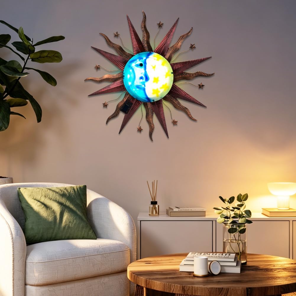 dreamskip Decoración de pared de metal con cara de sol de 28 pulgad...