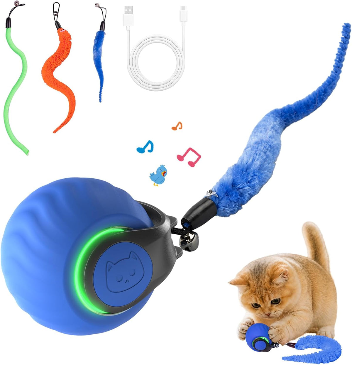 Juguetes interactivos para gatos 2026 con sonidos de pájaros y 3 mo...