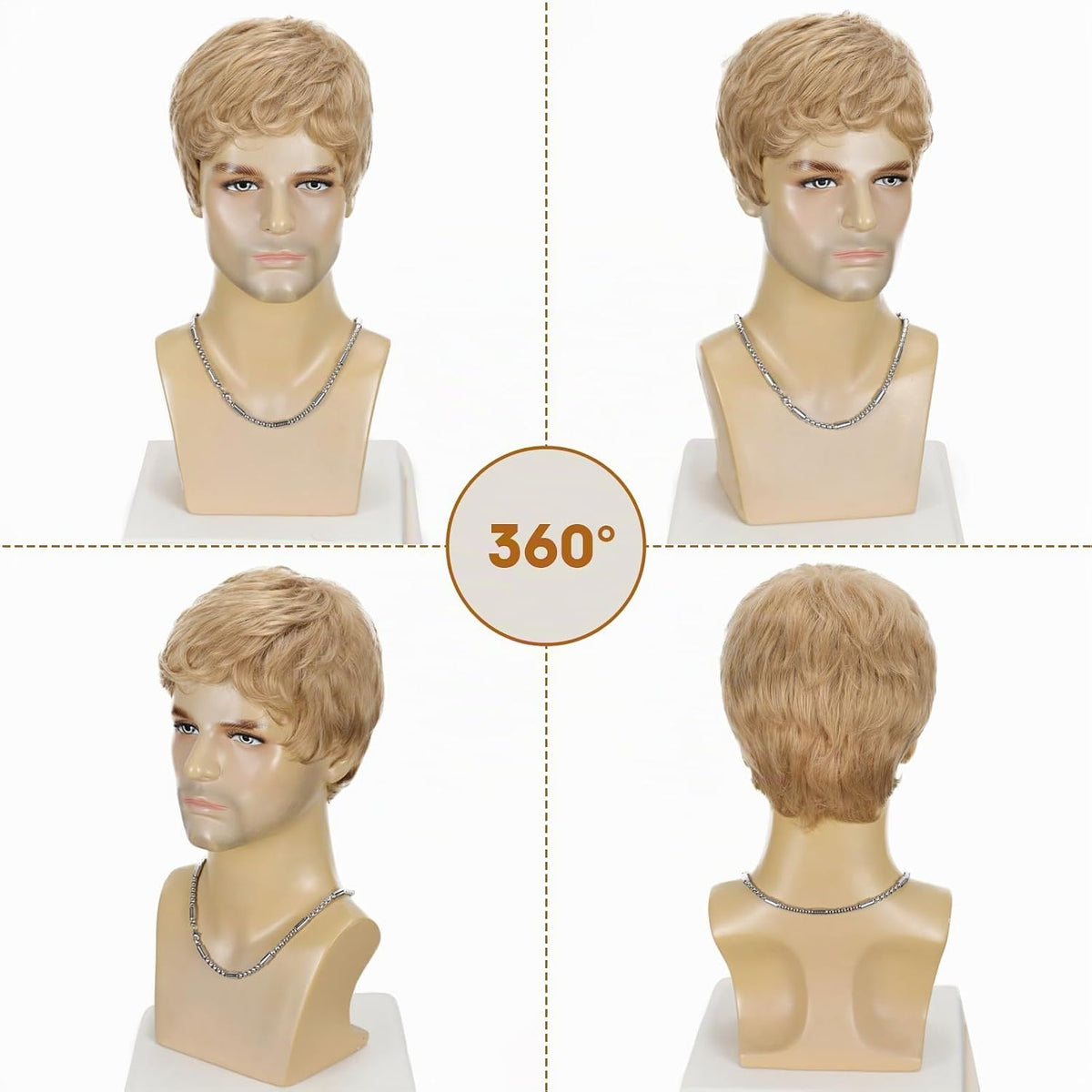 BCHR Peluca rubia para hombre, peluca corta en capas rubias y recta...
