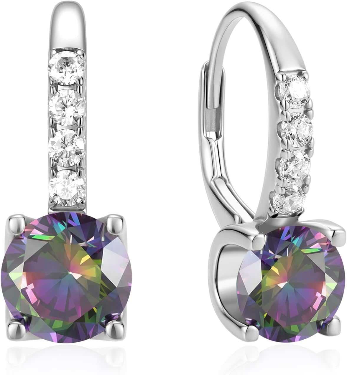 FANCIME Pendientes colgantes con piedra natal para mujer de plata d...