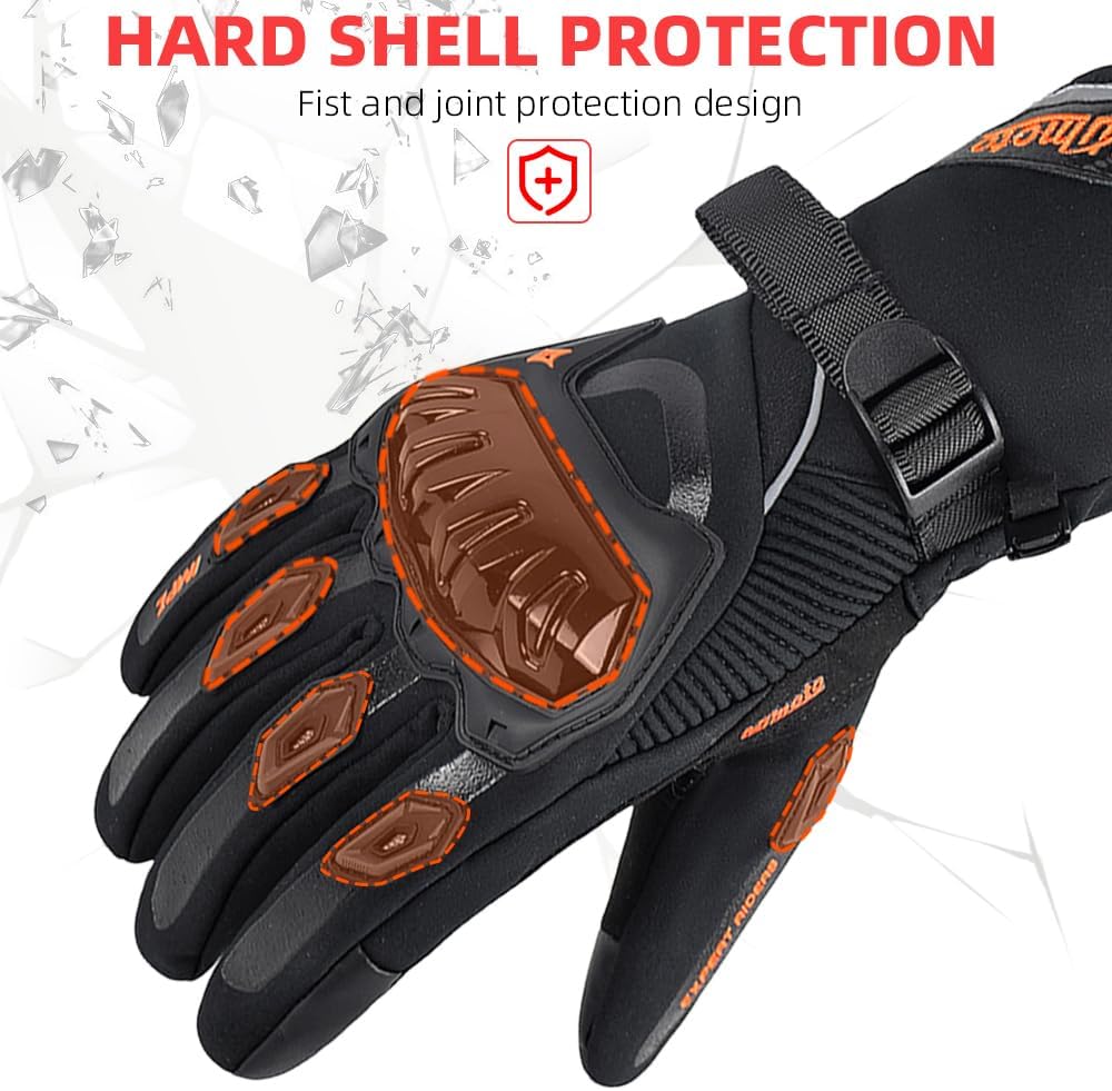 mjmoto Guantes de motocicleta a prueba de viento, impermeables, gua...