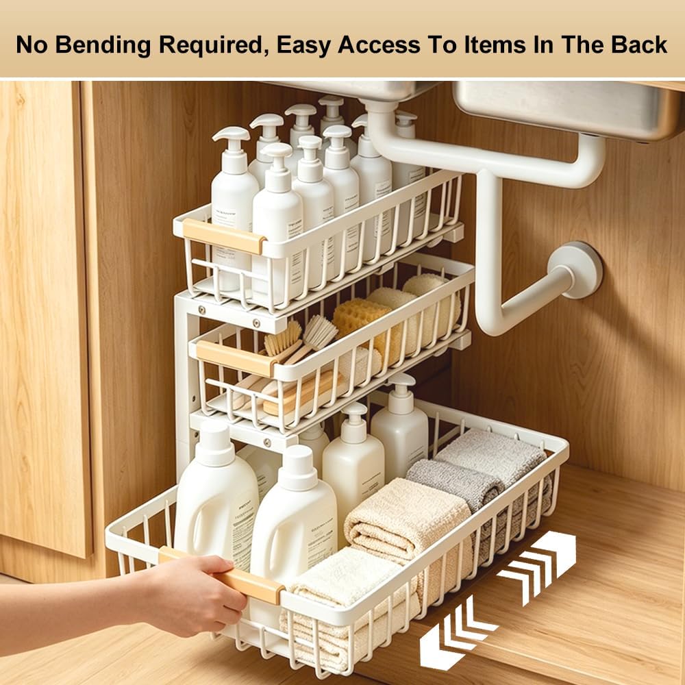 LYSENDUO Organizador para debajo del fregadero, almacenamiento de 3...