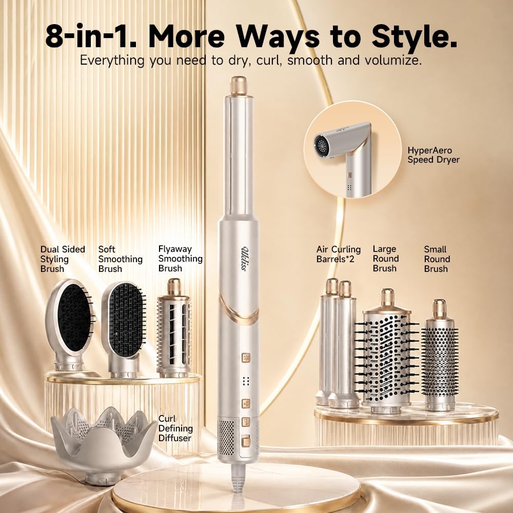UKLISS Cepillo 8 en 1 Air Styler y secador de soplado con difusor |...