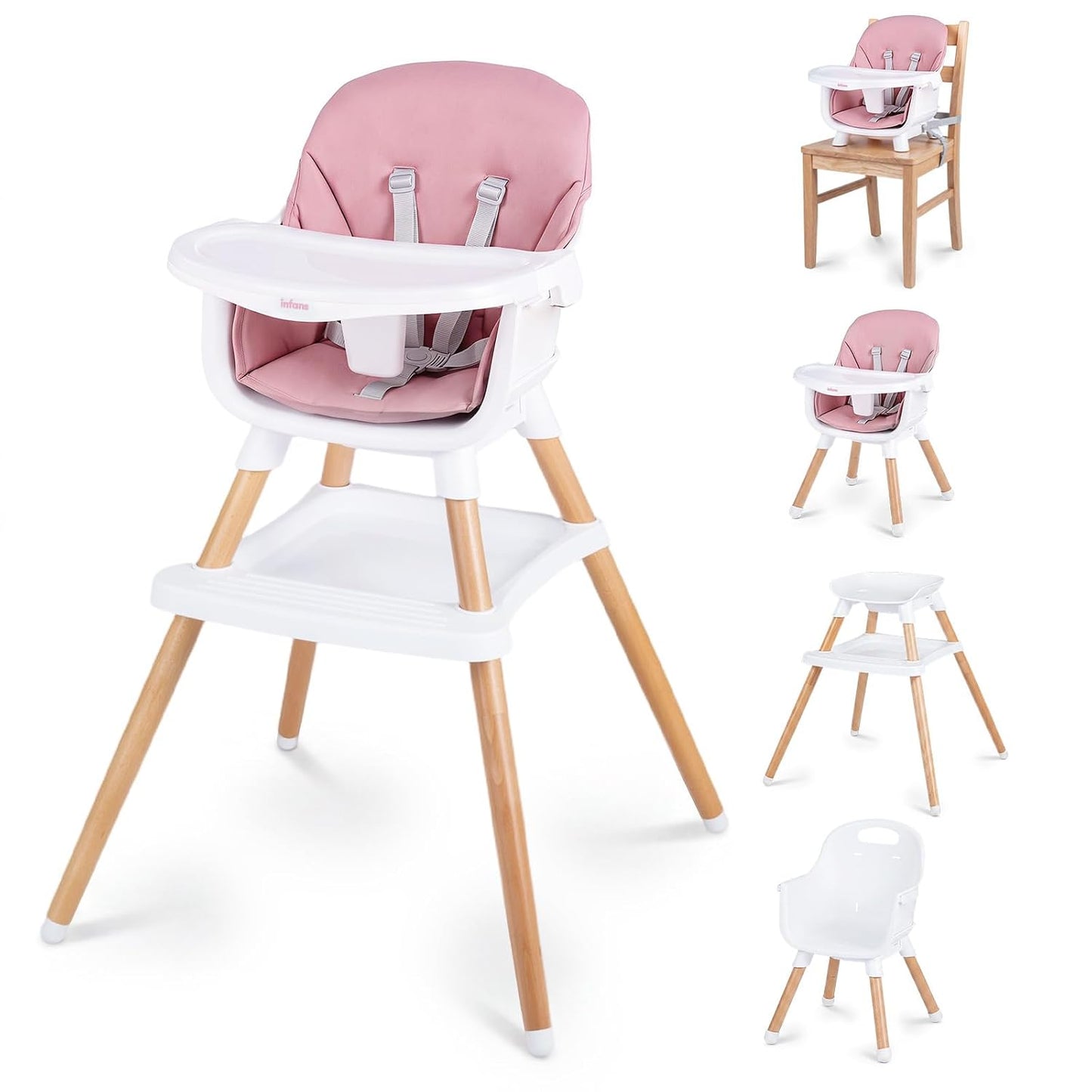 INFANS Silla alta 8 en 1 para bebé, convertible a asiento elevador,...