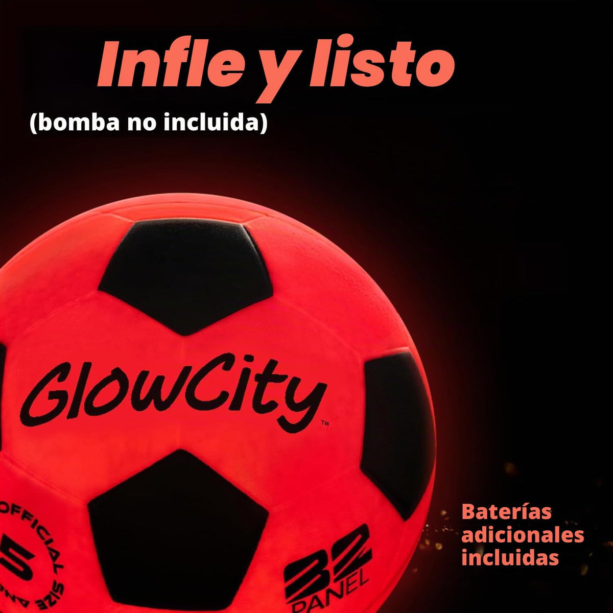 GlowCity Balón de fútbol que brilla en la oscuridad - Tamaños 3, 4,...