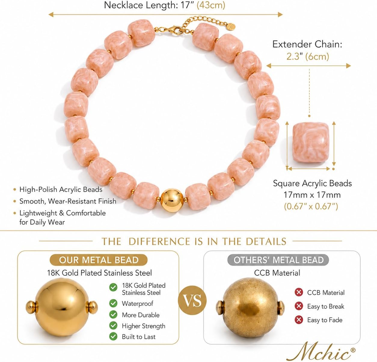 Mchic - Gargantilla colorida con cuentas para mujer: Collar grande...