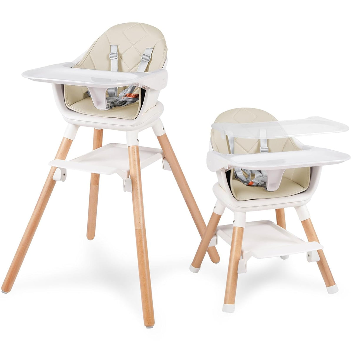 Silla alta para bebé 6 en 1, sillas altas convertibles de madera, c...