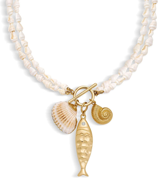 MYCUTEY Collar de pez dorado para mujer, collar de palanca de hilo...