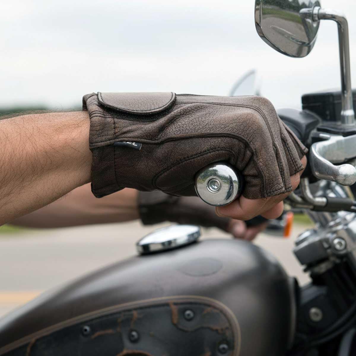 Milwaukee Leather MG7561 - Guantes de piel sin dedos para hombre, c...