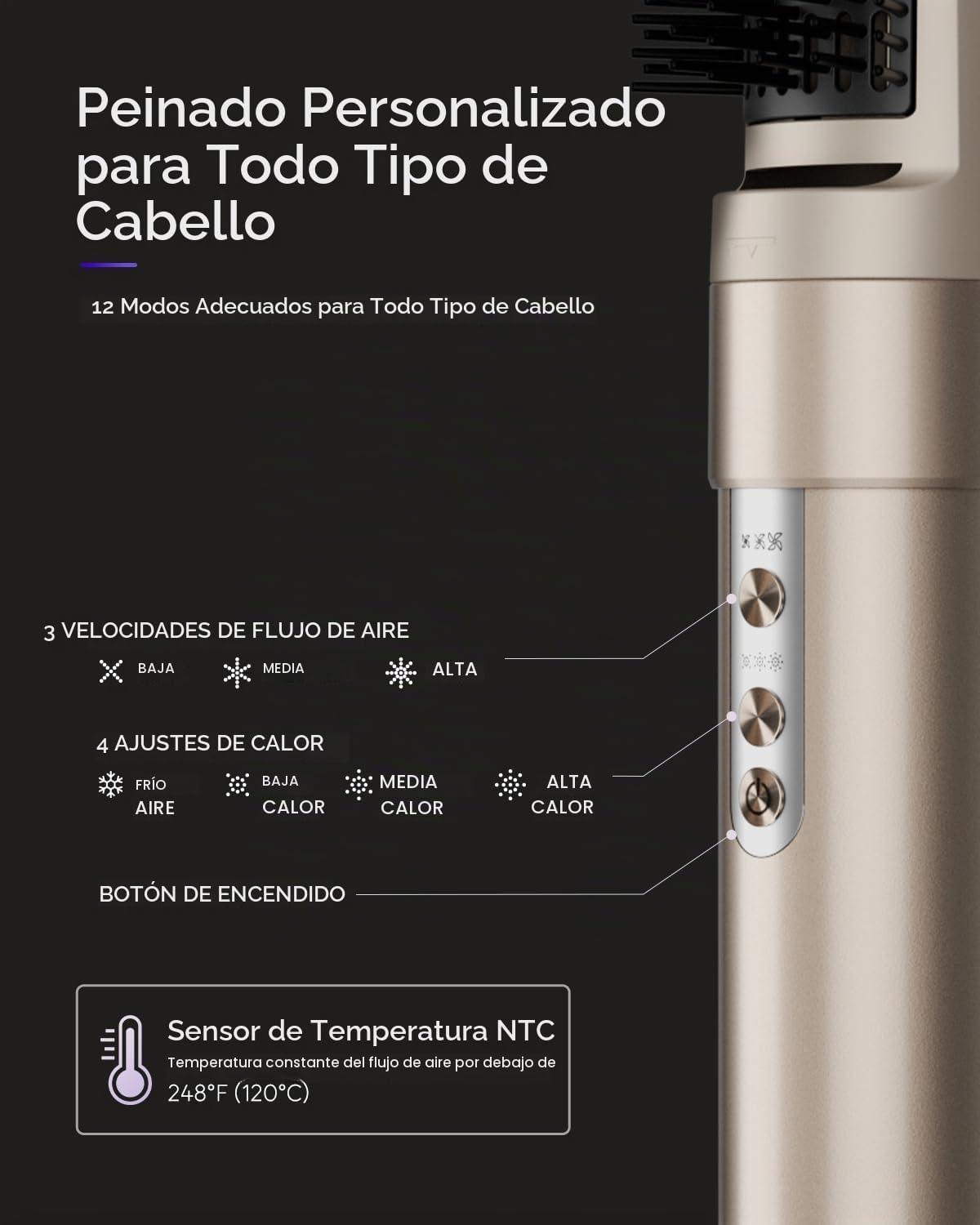 7MAGIC Cepillo secador de pelo 6 en 1, estilizador de aire caliente...