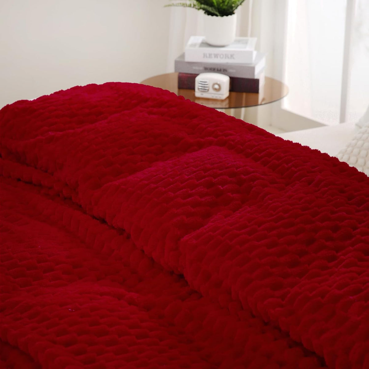 Manta roja de 50 x 60 pulgadas, regalos para mamá mullida jacquard...