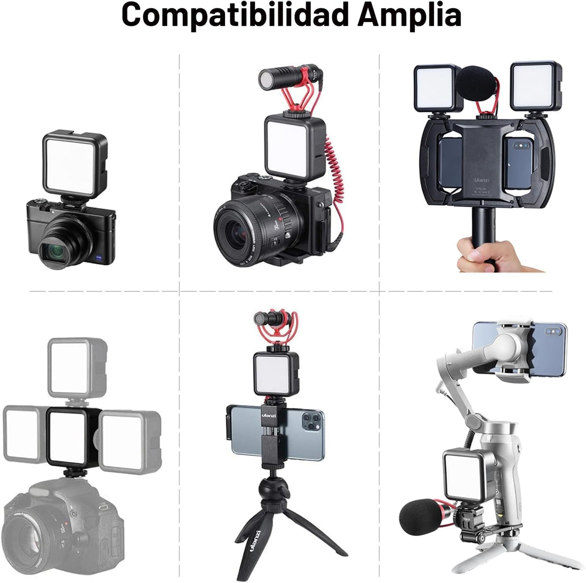 Ulanzi VL49 - Luz de relleno de video LED en cámara, 5500K 2000mAh...