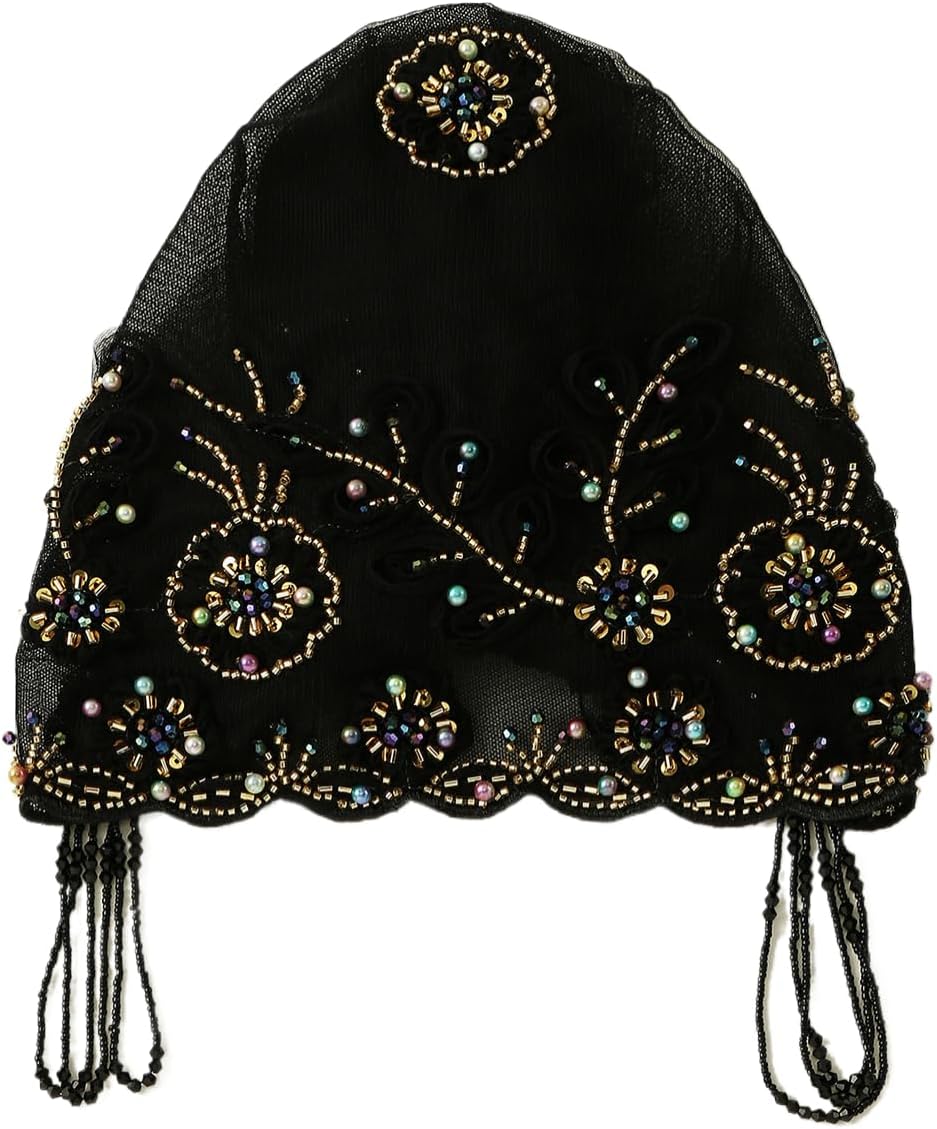 Turbante para mujer, con cuentas de encaje, musulmán, hijab, gorro...