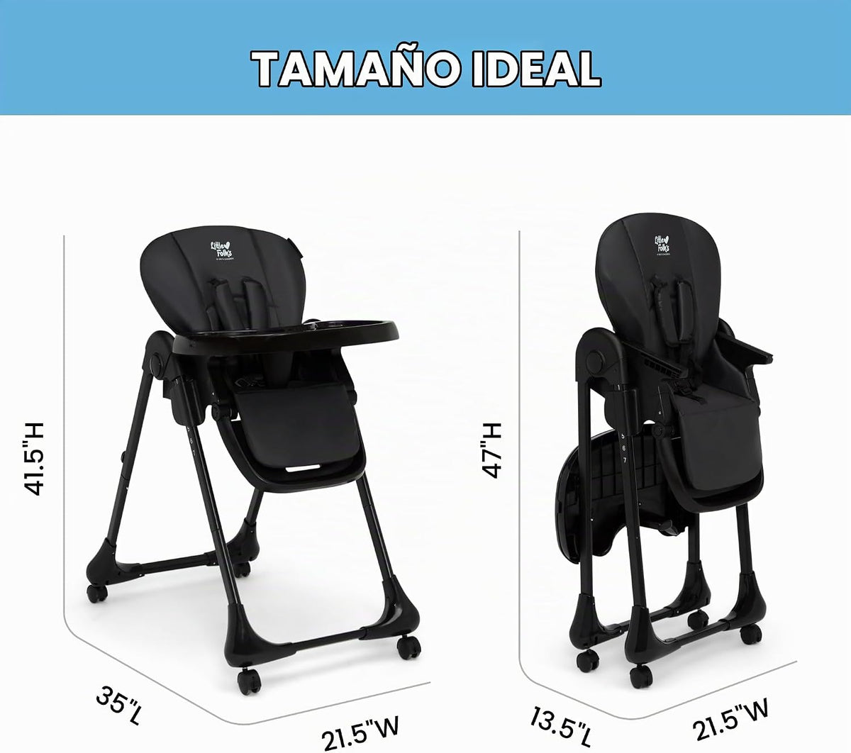 Little Folks by Delta Children - Silla alta SlimFold 2 en 1 para be...