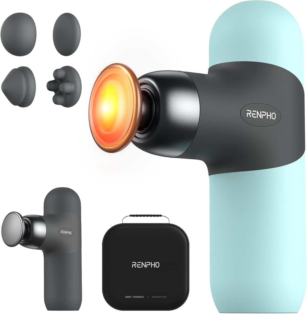 RENPHO Mini pistola de masaje térmico con calor, carcasa de silicon...