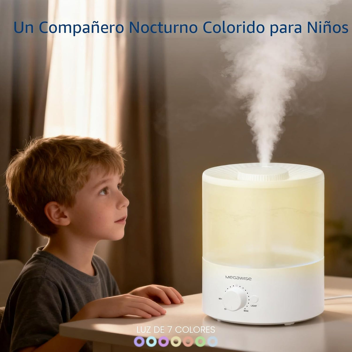 MEGAWISE Humidificador de niebla fría, tanque de 2 L, funcionamient...