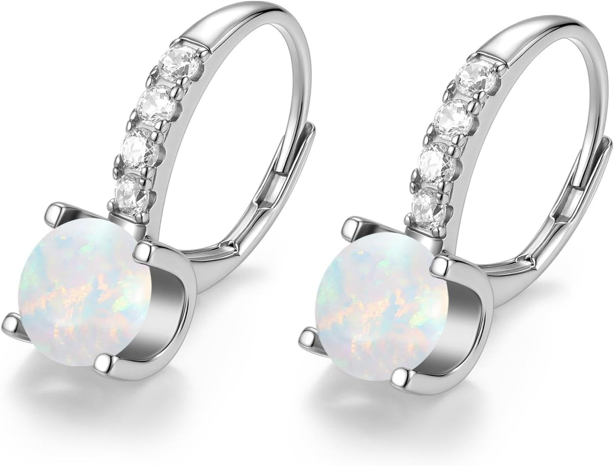 FANCIME Pendientes colgantes con piedra natal para mujer de plata d...