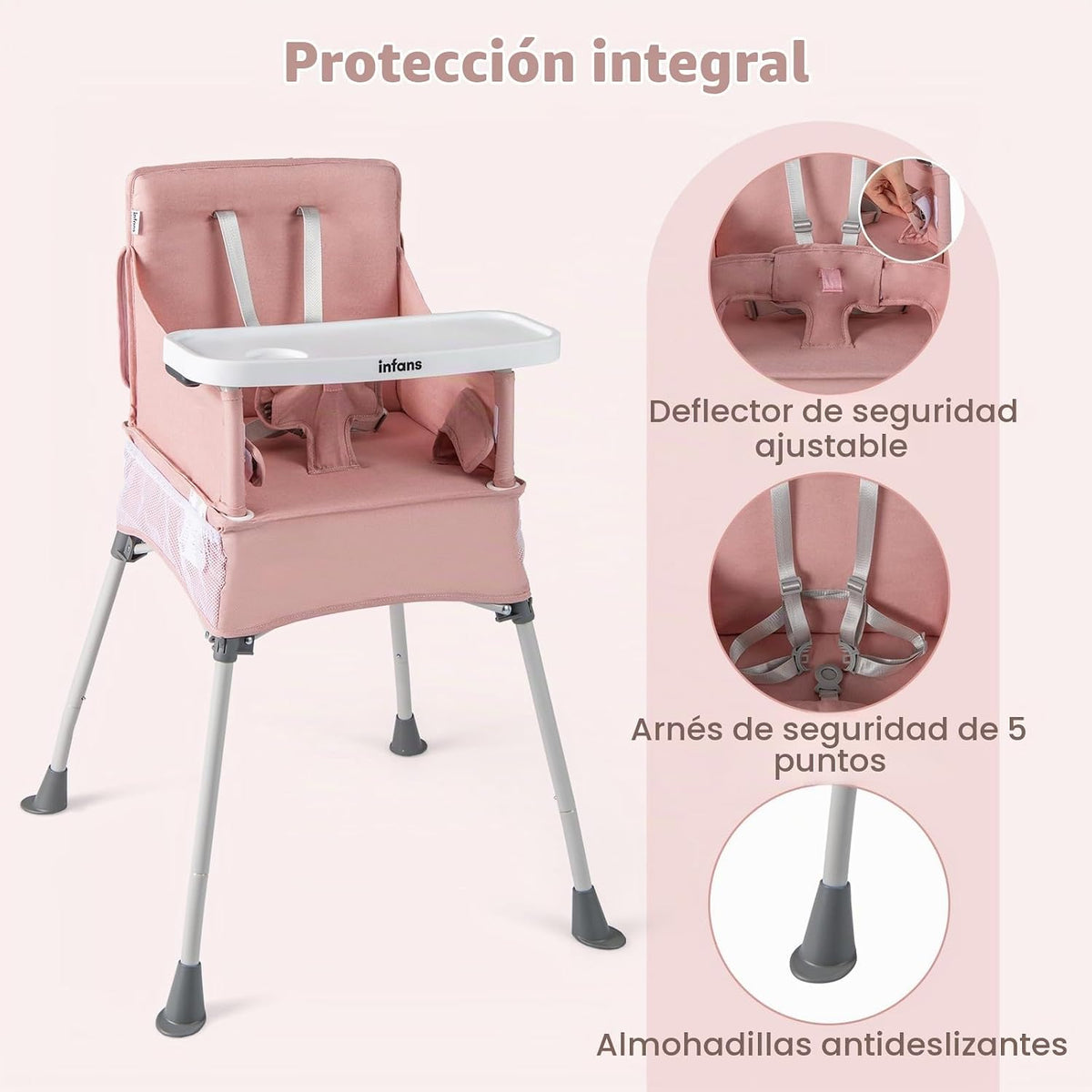 INFANS Silla alta para bebé, silla alta plegable portátil para bebé...