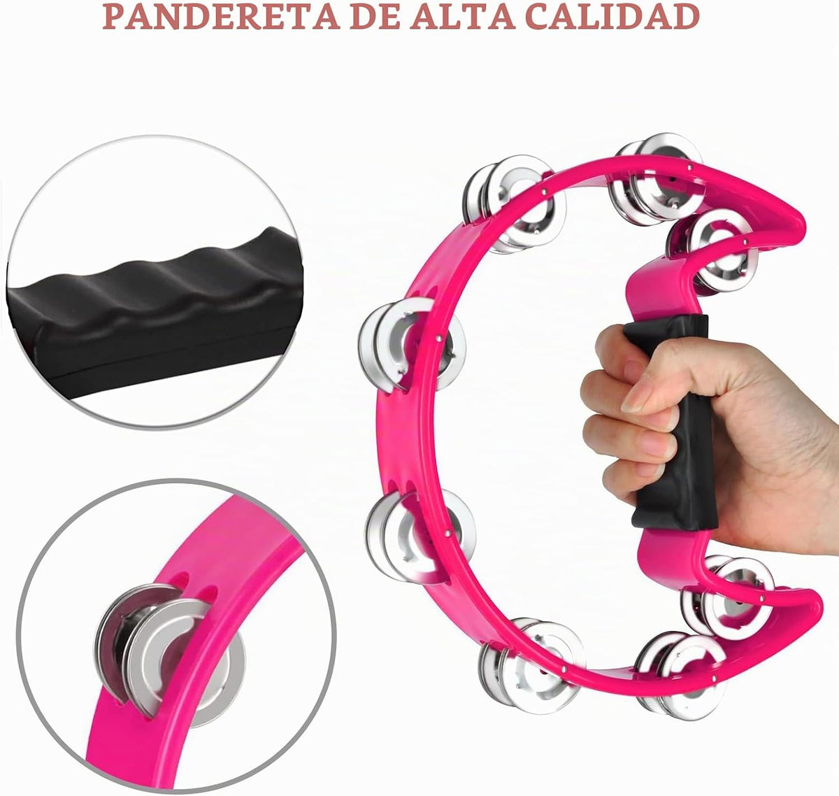 8 panderetas para adultos, panderetas de metal de percusión de mano...