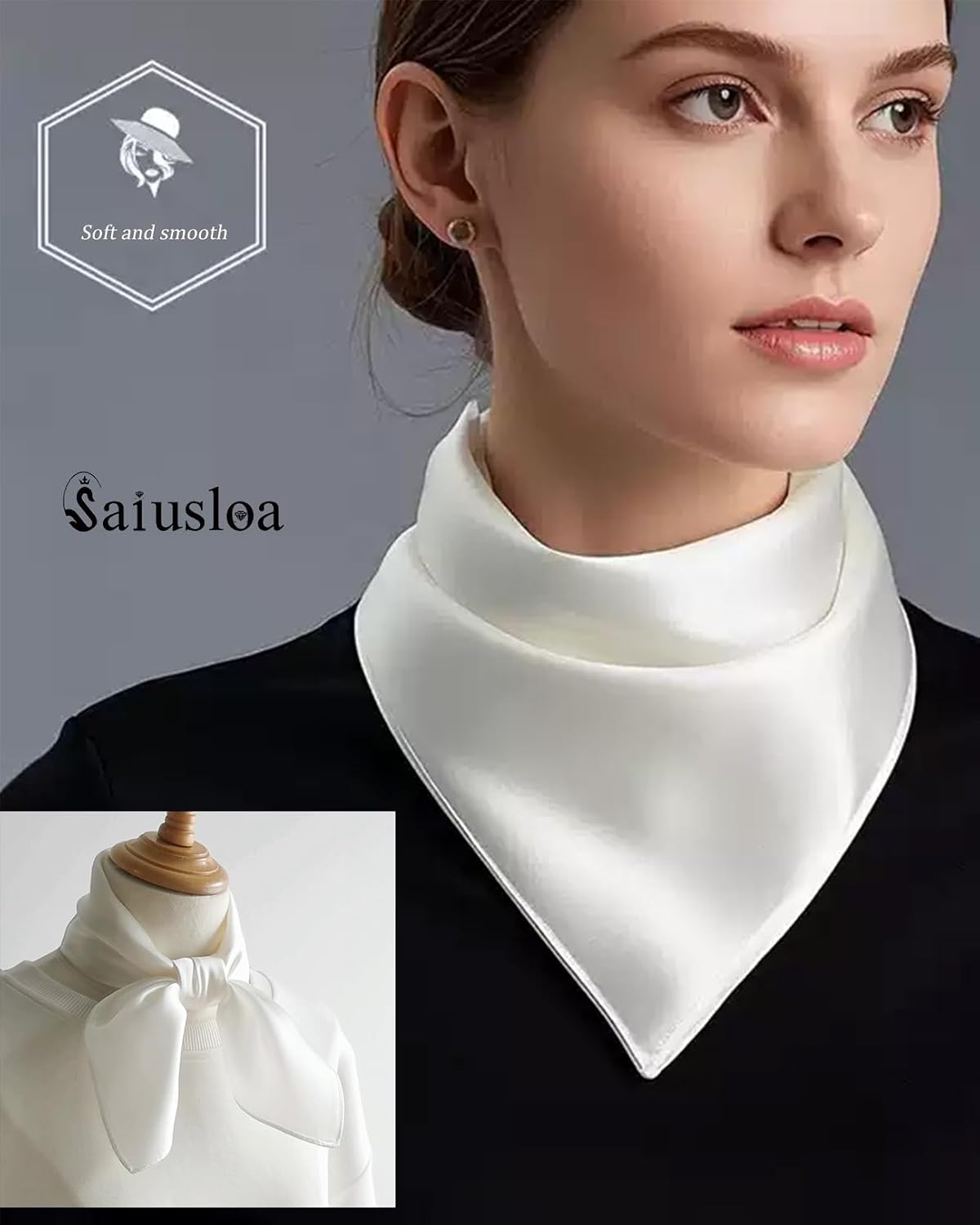 Saiusloa Bufanda de cuello de color sólido para mujer, bufanda cuad...