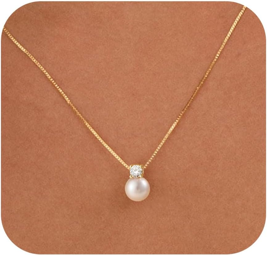 WFYOU Collares de perlas para mujer, collar de perlas redondas de a...