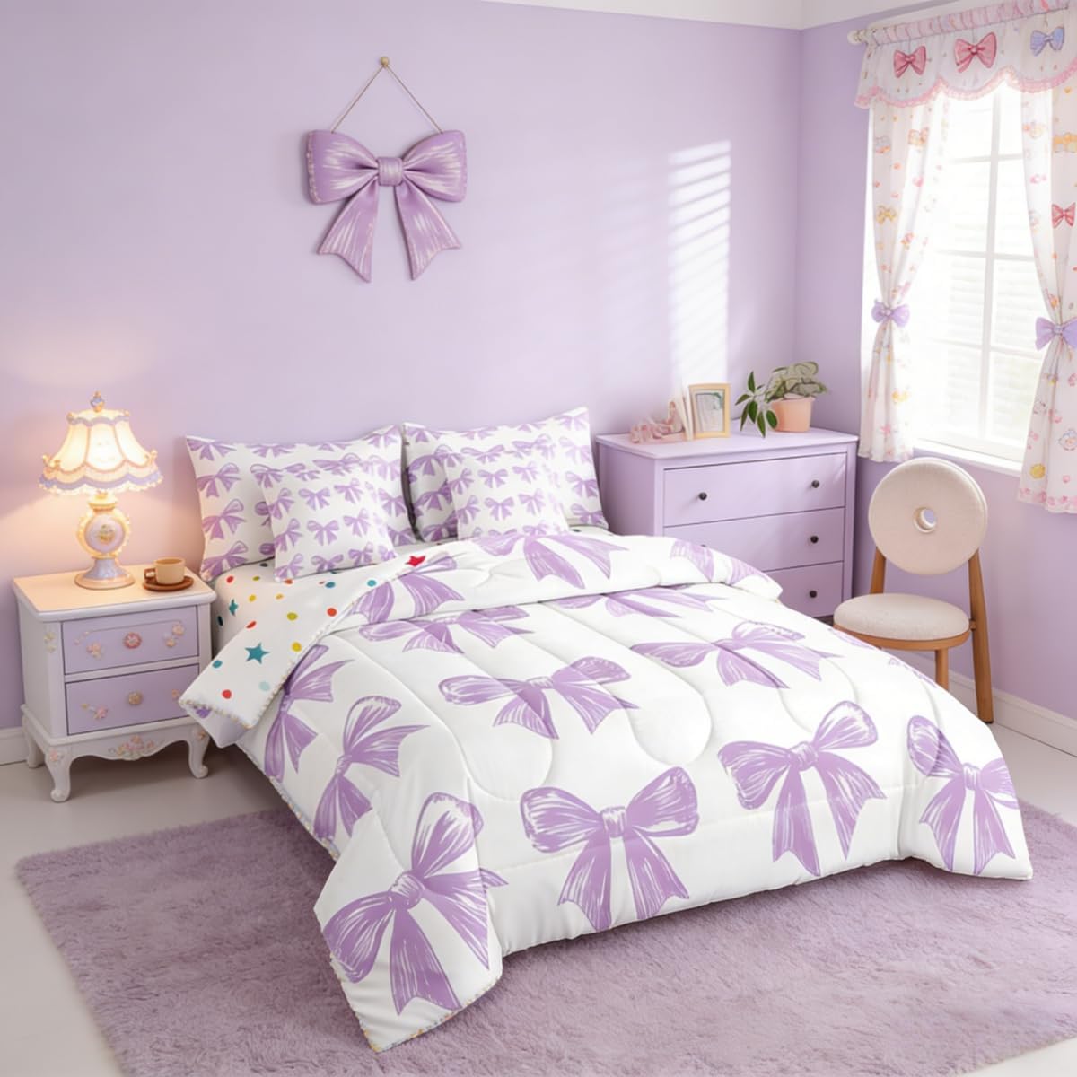 Erosebridal Lindo juego de cama con lazo en una bolsa, tamaño Twin,...