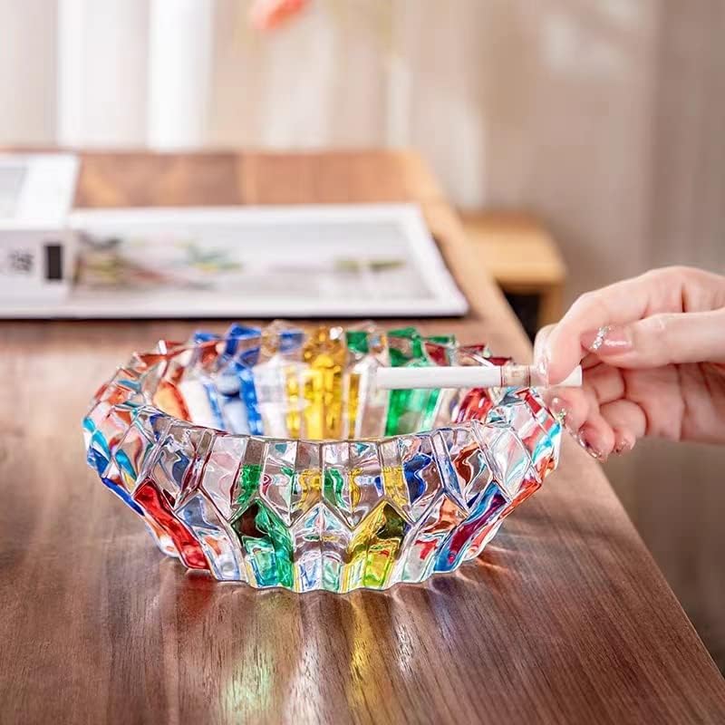 Cenicero colorido de cristal de 7 pulgadas, soporte para bandeja de...