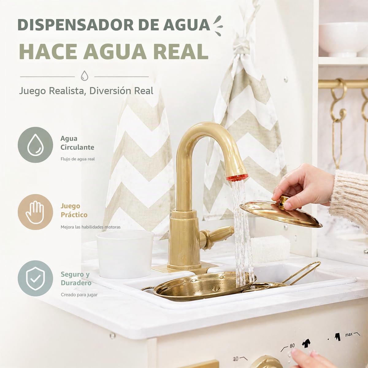 Juego de Cocina de Juguete de Madera con Máquina de Hielo, Dispensa...