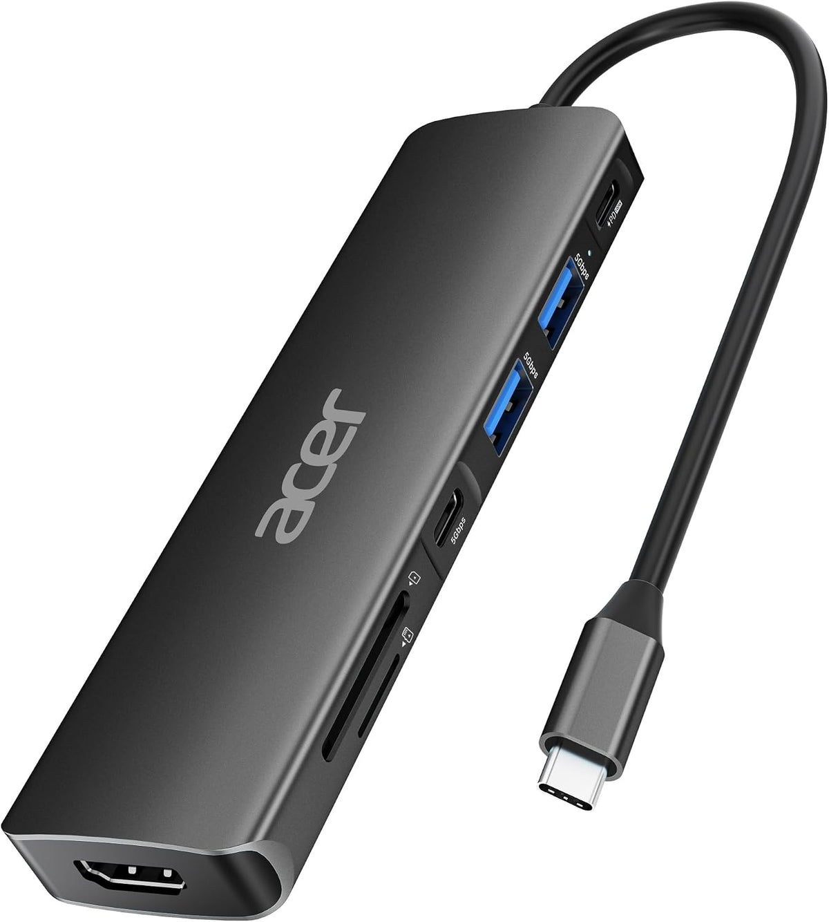 Acer USB C Hub, Dock USB-C a HDMI 7 en 1, 2 USBA 3.1 GEN1 y puerto...