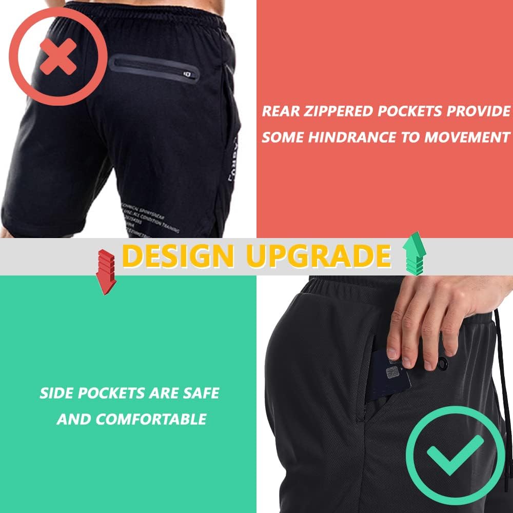 JWJ pantalones cortos 2 en 1 para correr, de secado rápido, para ho...