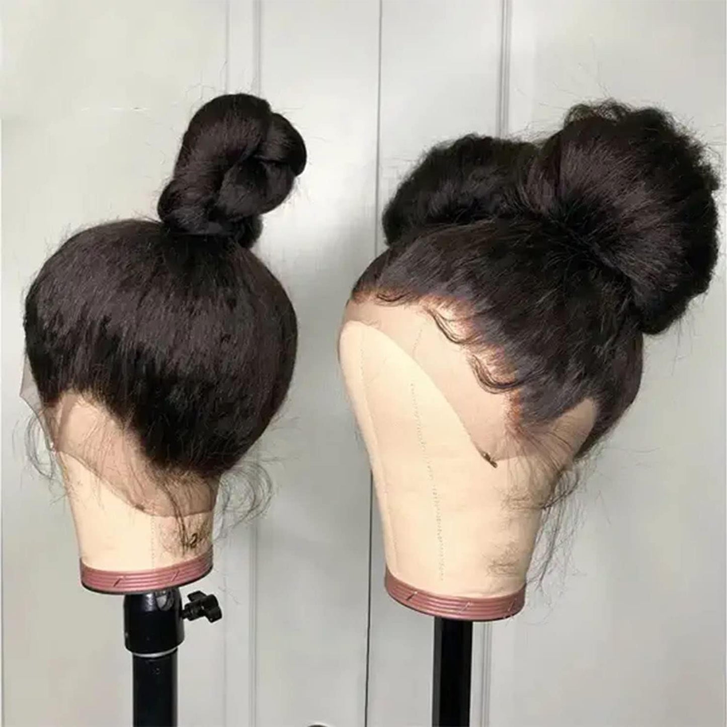 Enoya Peluca de pelo italiano Yaki, 360 encaje frontal, peluca de c...
