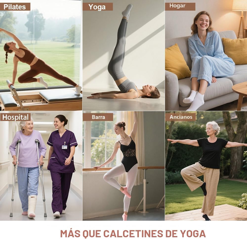 kepiibi 5 pares de calcetines de pilates con empuñaduras para mujer...