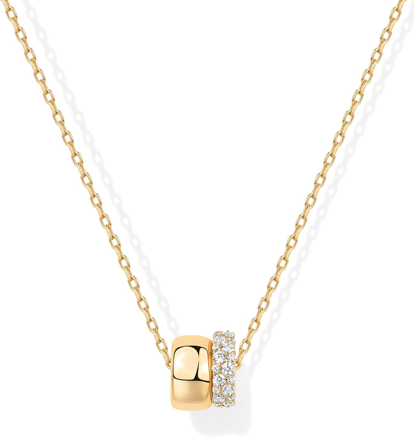 PAVOI Collar con colgante chapado en oro de 14 quilates para mujer...