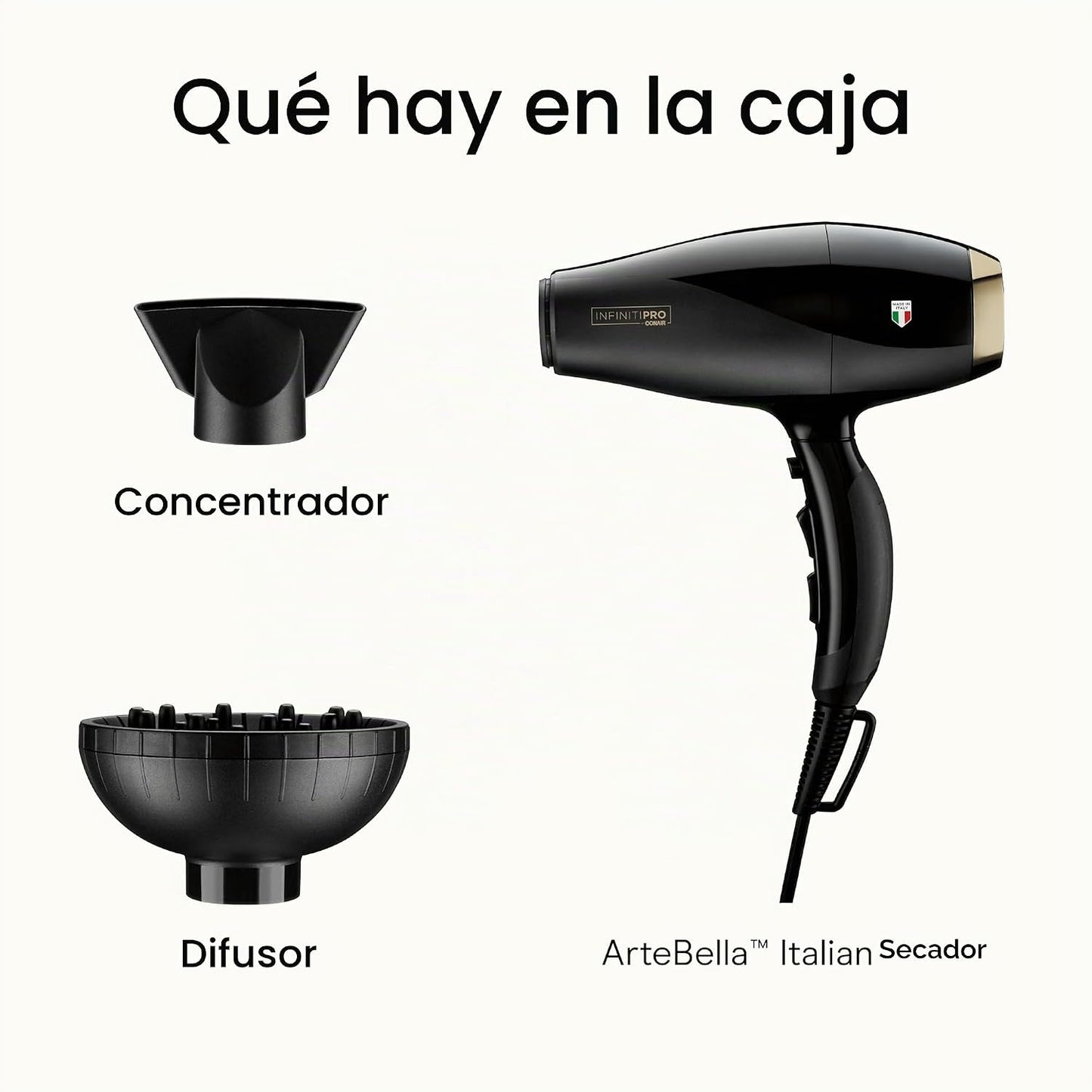 Infiniti PRO Conair ArteBella - Secador de pelo italiano con difuso...