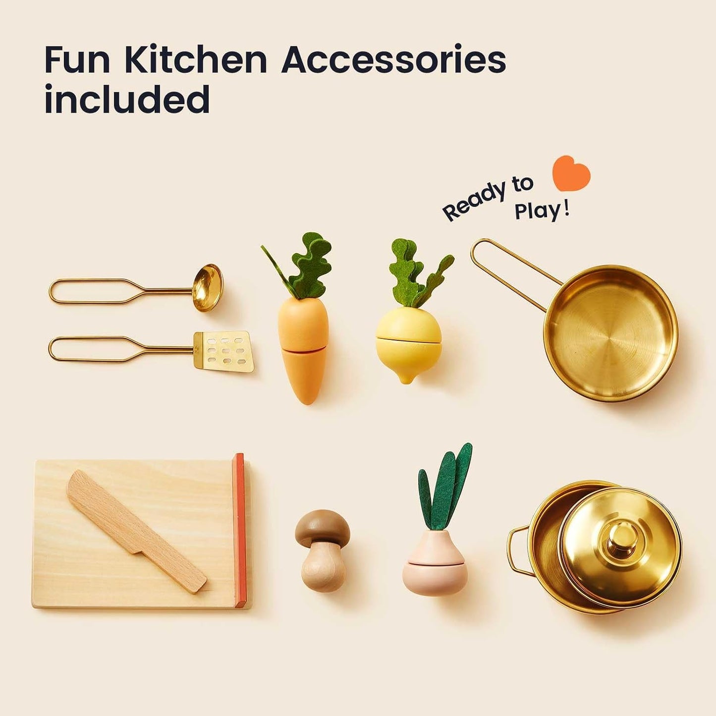 Tiny Land - Cocina de madera para niños pequeños, diseño retro cáli...