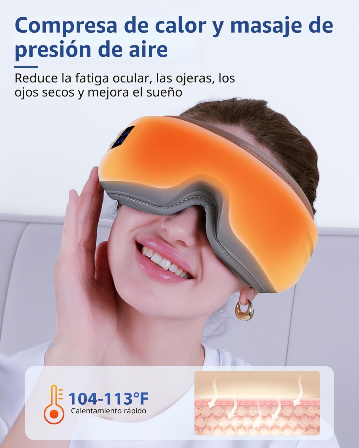 Masajeador de ojos con calor y música Bluetooth, regalos de cumplea...