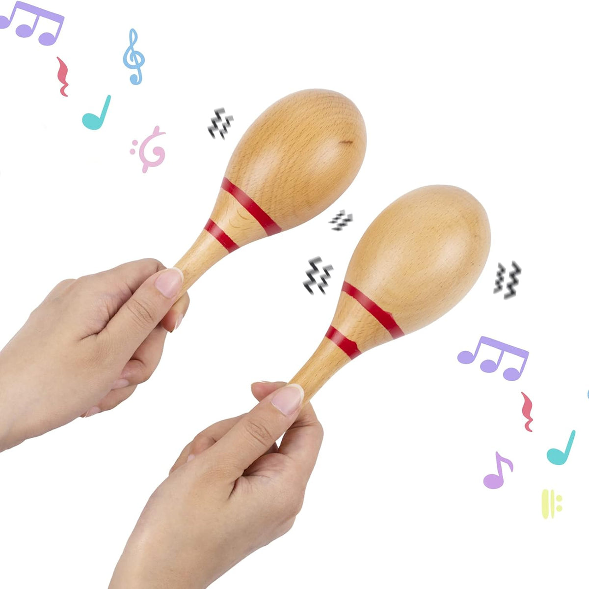 Maracas para adultos, sonajeros de percusión manual de madera relle...