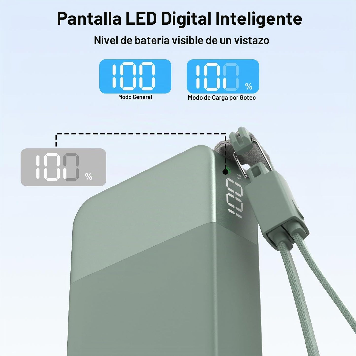 Cargador portátil NOBIS 20000mAh 65W Power Bank con cable desmontab...