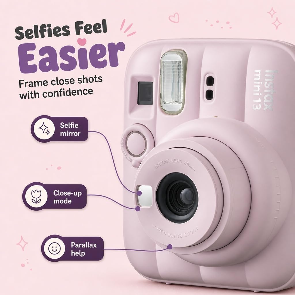 Fujifilm Instax Mini 13 - Cámara instantánea rosa caramelo + paquet...