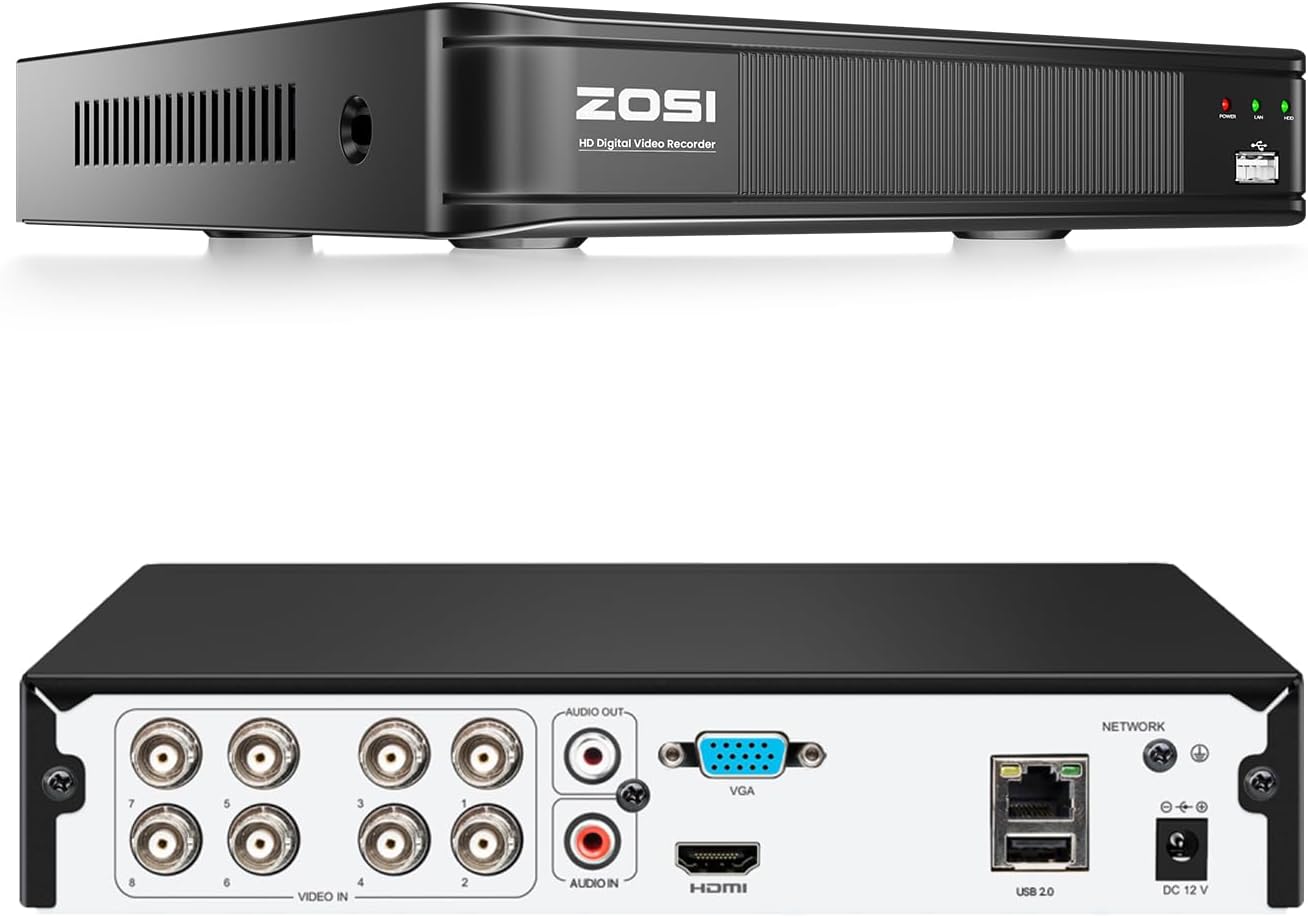 ZOSI H.265+ 5MP 3K Lite CCTV DVR 8 Canales Full 1080p, Detección AI...