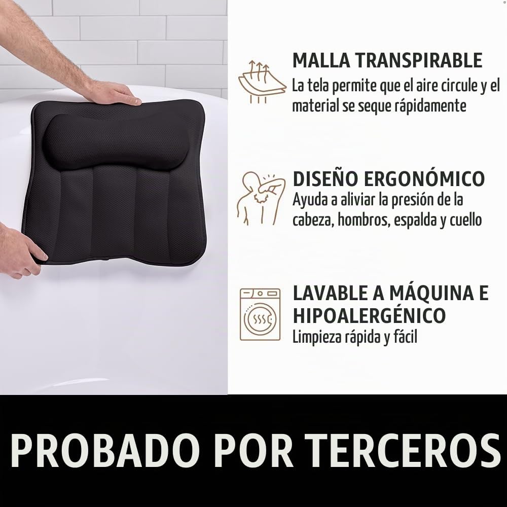 GORILLA GRIP Almohada de Baño para Tina con Potentes Ventosas, Almo...