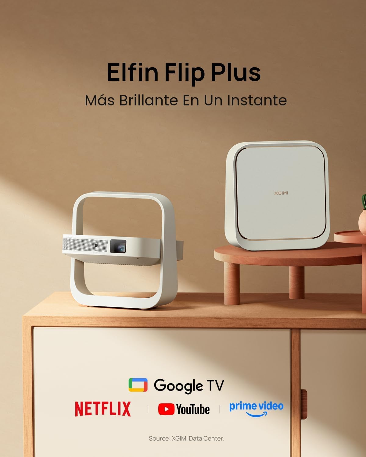 XGIMI Proyector portátil Elfin Flip Plus, 500 lúmenes ISO, soporte...