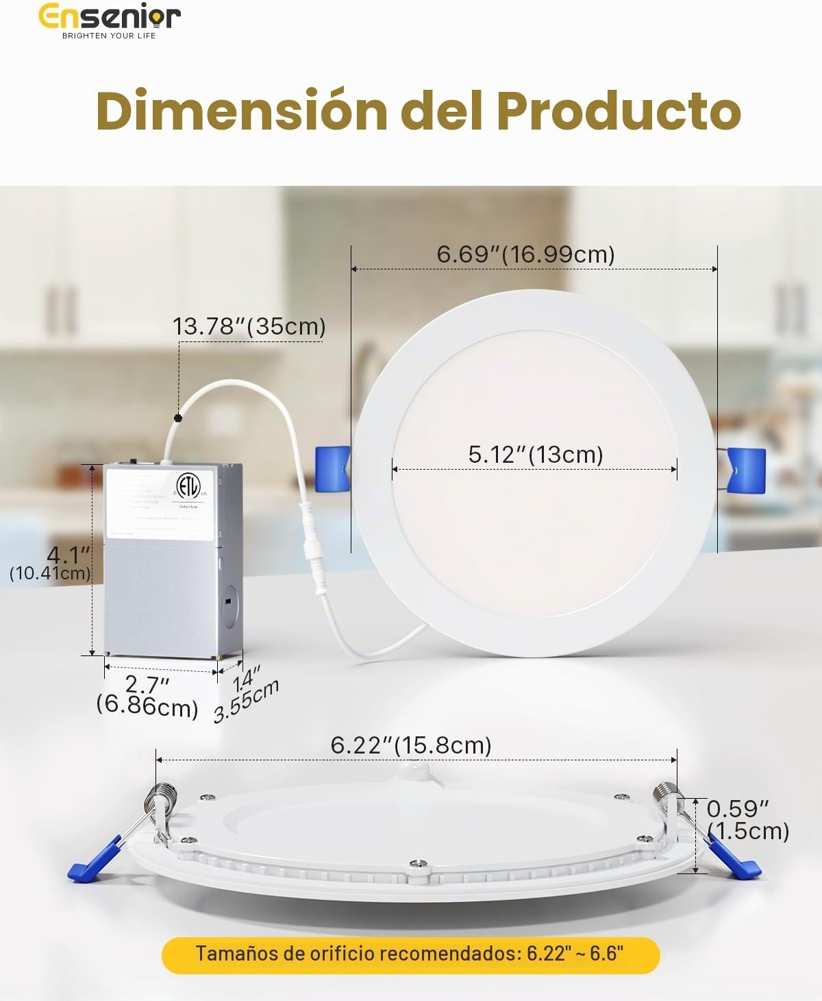 Ensenior paquete de 24 lámparas de techo empotrables LED de 6 pulga...