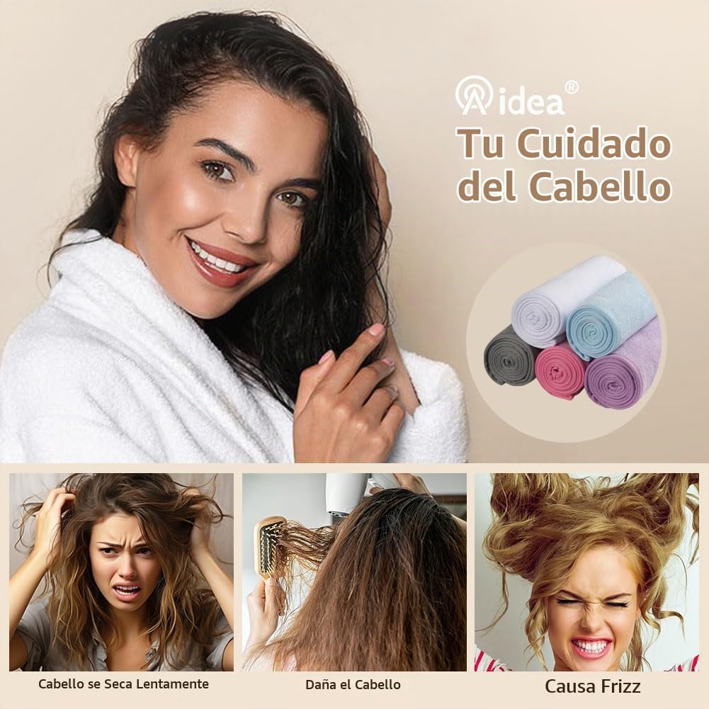 AIDEA - Toalla para el cabello, paquete de 5 toallas absorbentes de...