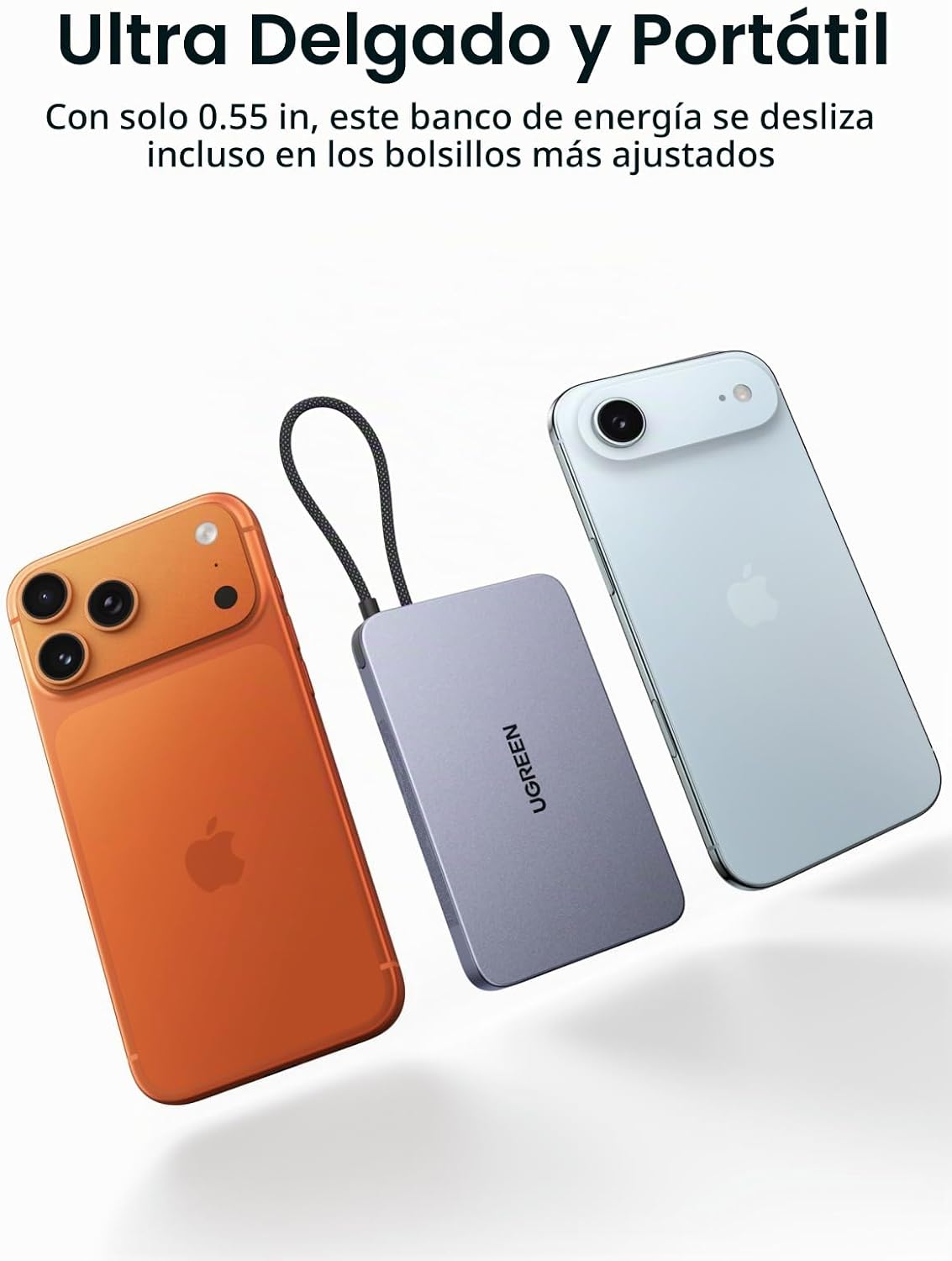 UGREEN Magflow Air Qi2 - Banco de energía magnético de 10000 mAh, c...