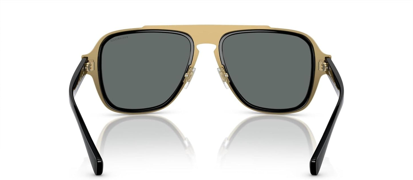 Versace - Gafas de sol para hombre, marco negro, lentes grises oscu...